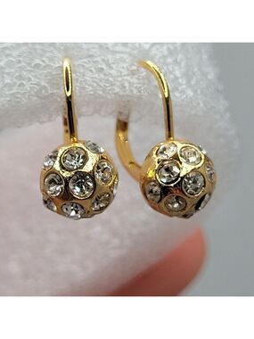 ✨2/$10✨ Round Small Crystal Hoops Gold-tone